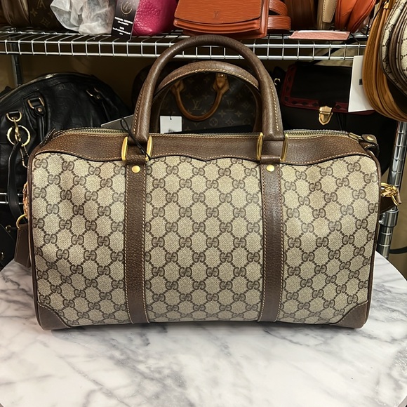 Vintage Gucci | GG Monogram Weekender Duffle Boston Bag w/ Built-In Lock - Picture 4 of 17